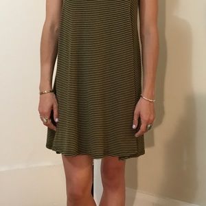 Olive black stripe dress